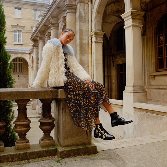 Maje (NWOT) 39 Jackpot Buckled Leather Western Ankle Studded Boots - Picture 4 of 16